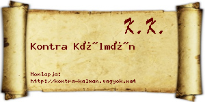 Kontra Kálmán névjegykártya